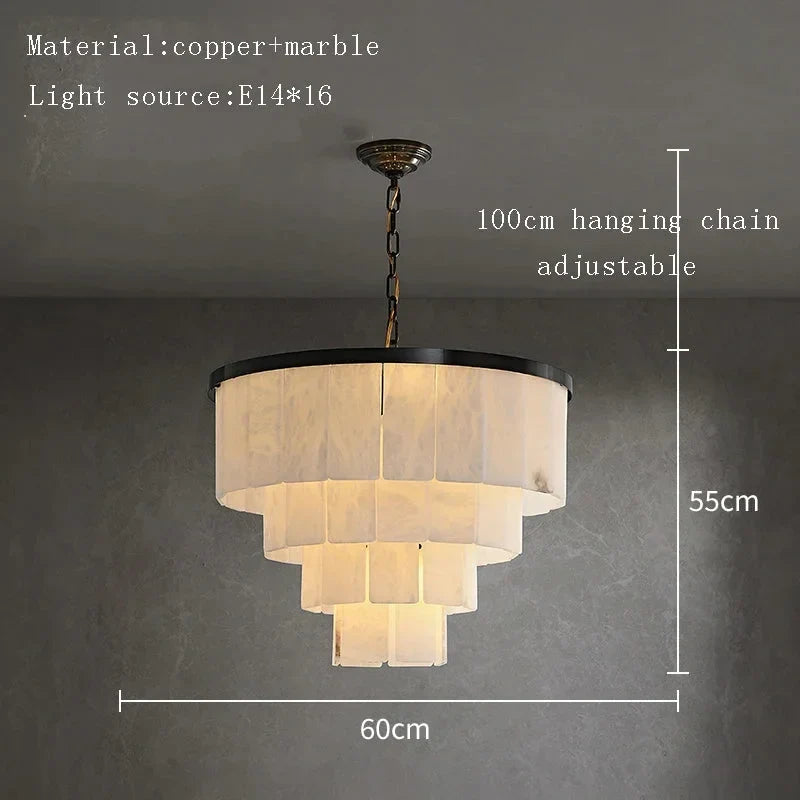 Black Tiered Alabaster Chandelier for Dining Room | Stainless Steel 2 to 5 Tiers 45-110 Cm (17.7-43.3″) Casalola Lights