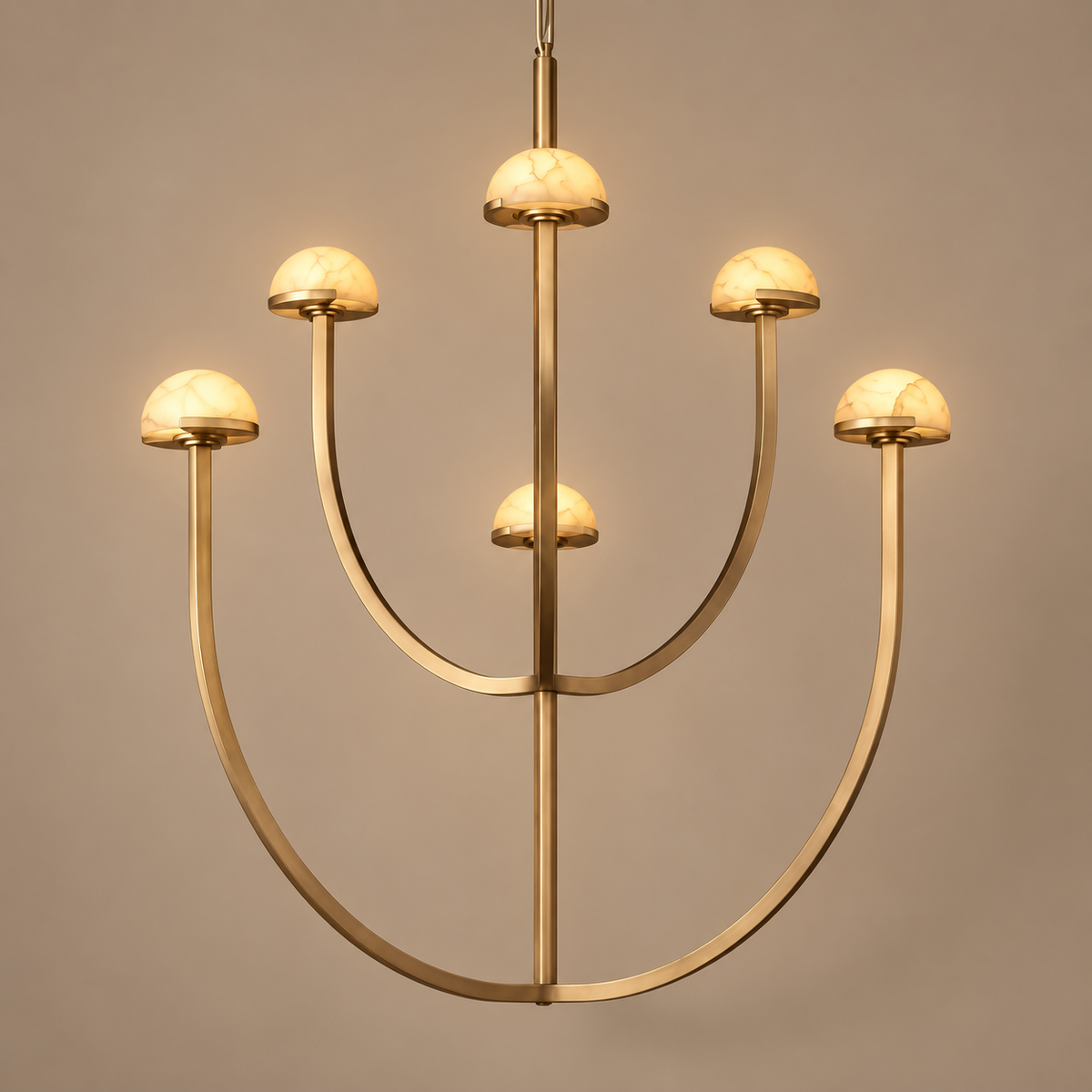 Genuine Alabaster Dome Chandelier | Custom Rod for a High Ceiling Casalola Lights Luxury Lamps Interior Designers