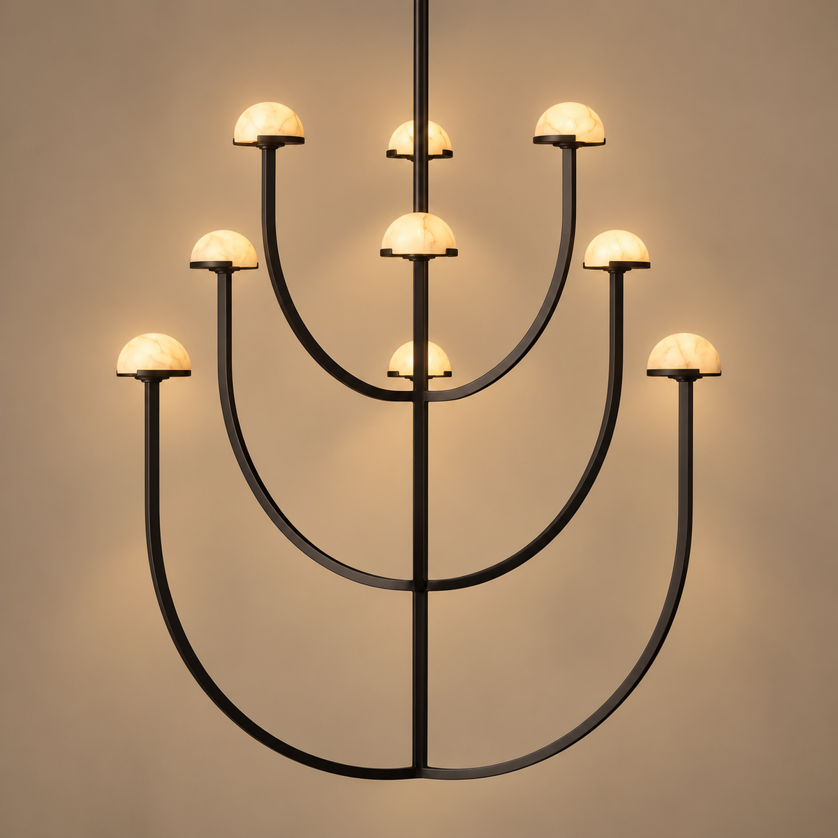 Genuine Alabaster Dome Chandelier | Custom Rod for a High Ceiling Casalola Lights Luxury Lamps Interior Designers