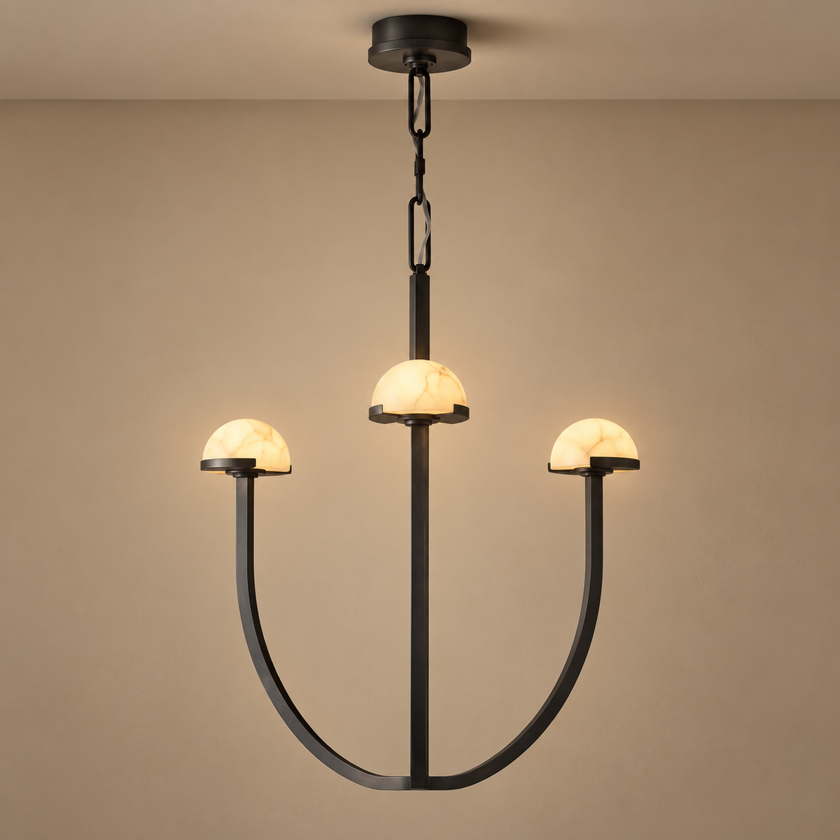 Genuine Alabaster Dome Chandelier | Custom Rod for a High Ceiling Casalola Lights Luxury Lamps Interior Designers