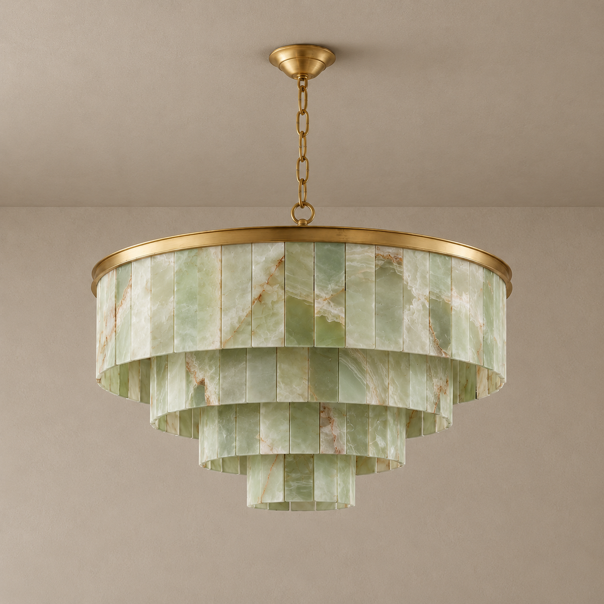 Tiered Green Onyx Chandelier