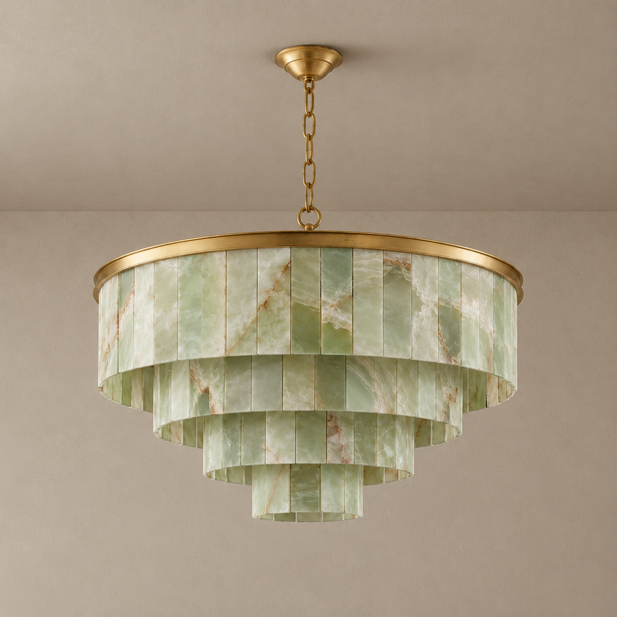 Tiered Green Onyx Chandelier