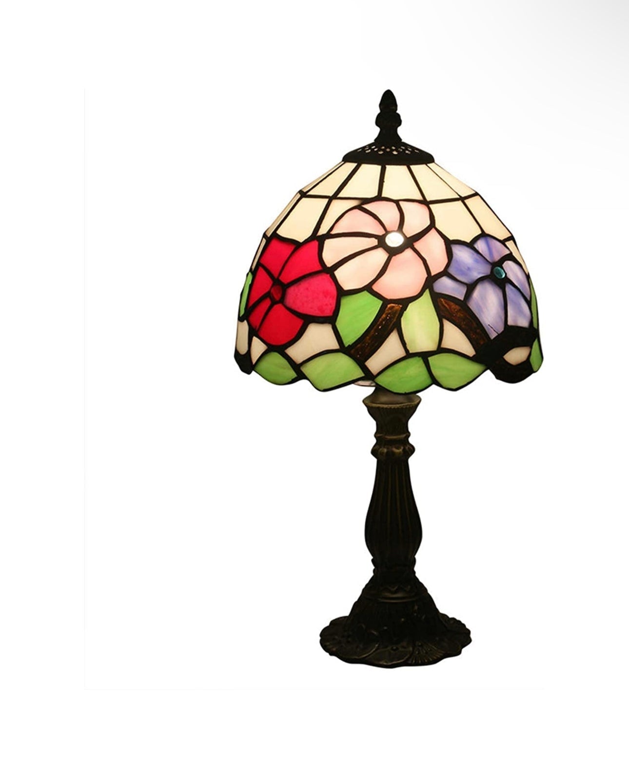 Vintage Mediterranean Table Lamp With Stained Glass Shade - Tiffany Lamps