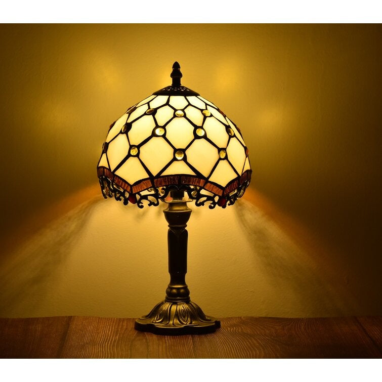Mediterranean Tiffany Table Lamp With Stained Glass Shade - Lamps