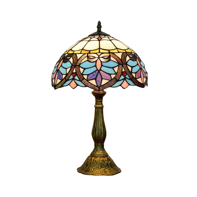 Elegant Tiffany Table Lamp Copper Colorful Glass - Lamps