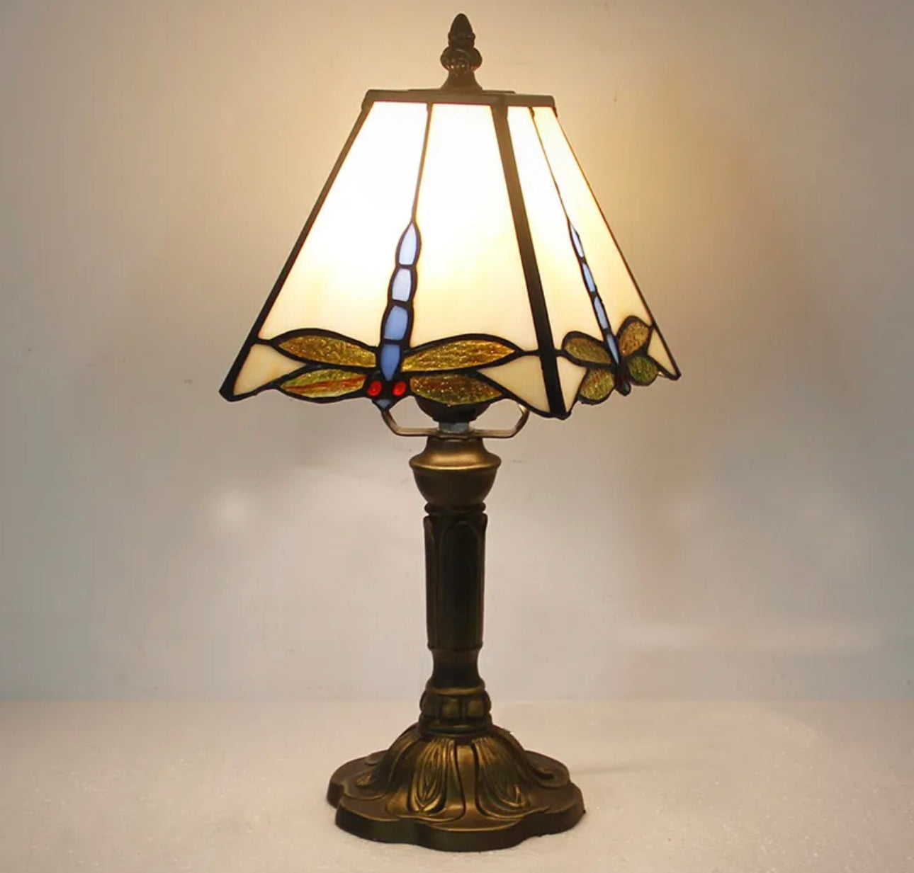 Antique Tiffany Table Lamp With Stained Glass Shade - Lamps