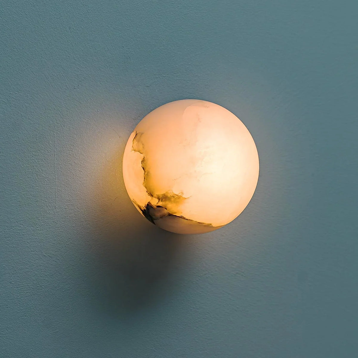 Alabaster Globe & Brass Wall Sconce | Totem Stone-sphere Modern Minimalist Hallway Casalolalights Luxury Lamps