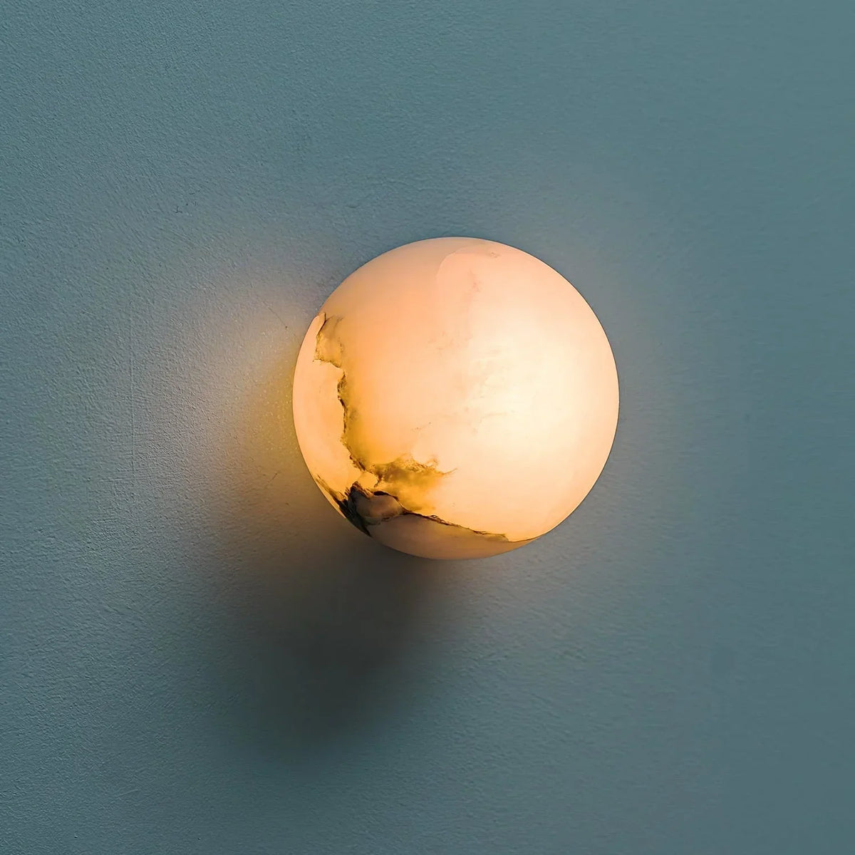 Genuine Alabaster Globe Wall Sconce Brass | 4 Sizes Hallway Powder Room Light Soft Glow Casalola Lights Luxury Lamps