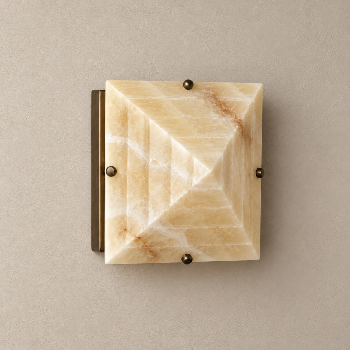 Trapezoidal Honey Onyx Wall Sconce