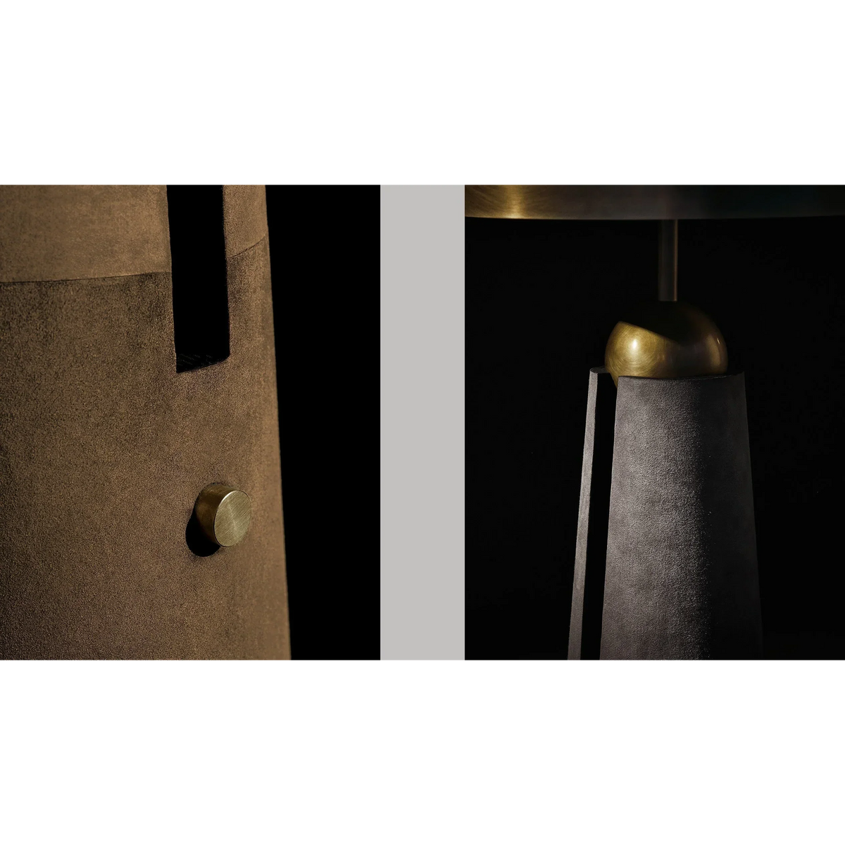 Brass & Leather Dome Floor Lamp | Downlight for Reading Chair 145cm Tall Weighted Base Dimmable Option Casalola Lights