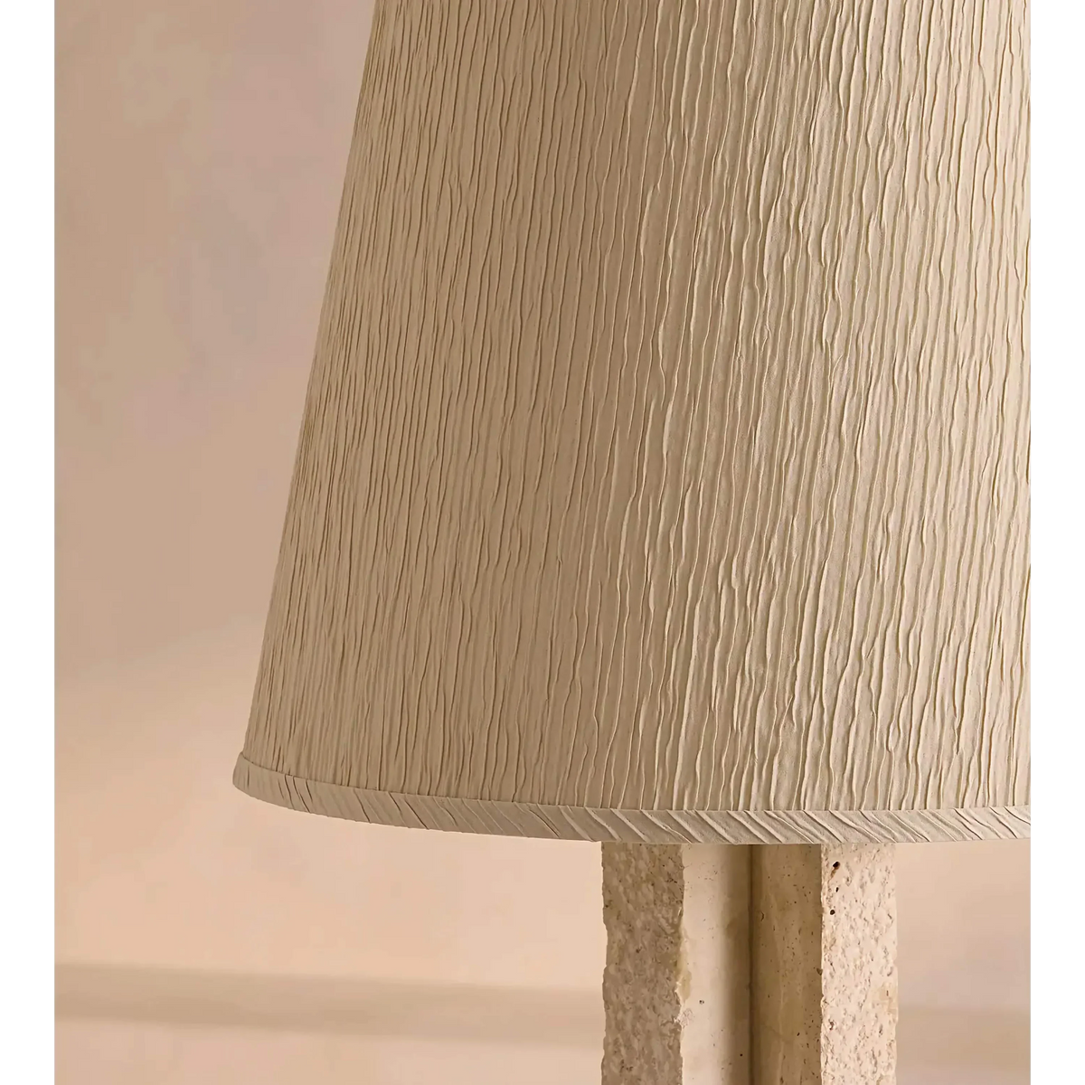 Genuine Travertine Floor Lamp Pleated Shade | 160cm Tall E26/e27 Dimmable Option Natural Stone Casalola Lights Luxury