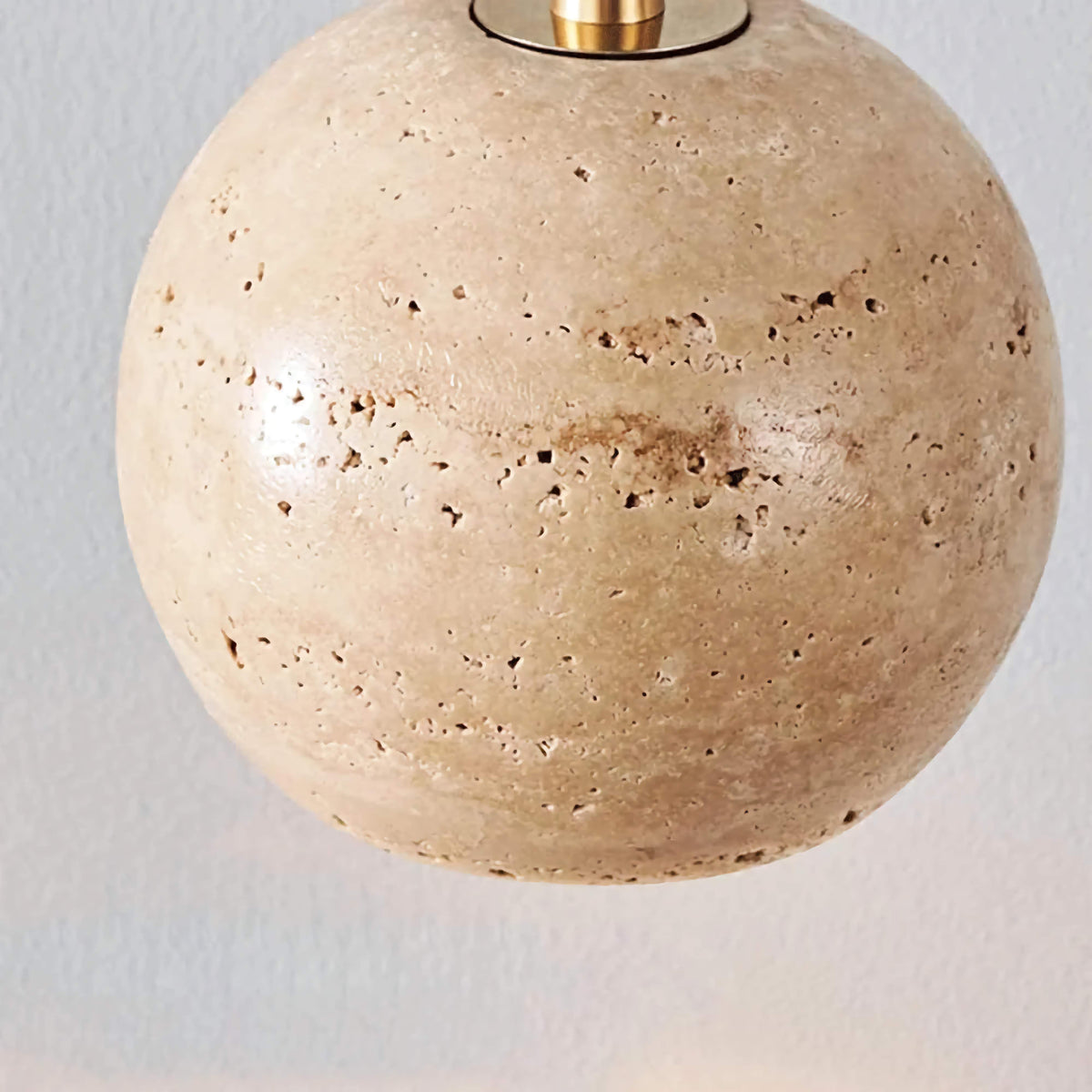 Travertine Globe Pendant 10cm | Solid Natural Stone Sphere Light Organic Japandi Stairwell & Island Casalolalights