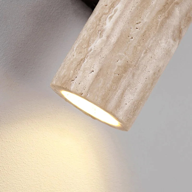 Travertine Wall Sconce 32cm | Stone Cylinder Up-down Led Light Wabi-sabi Japandi Hallway & Bedroom Casalolalights