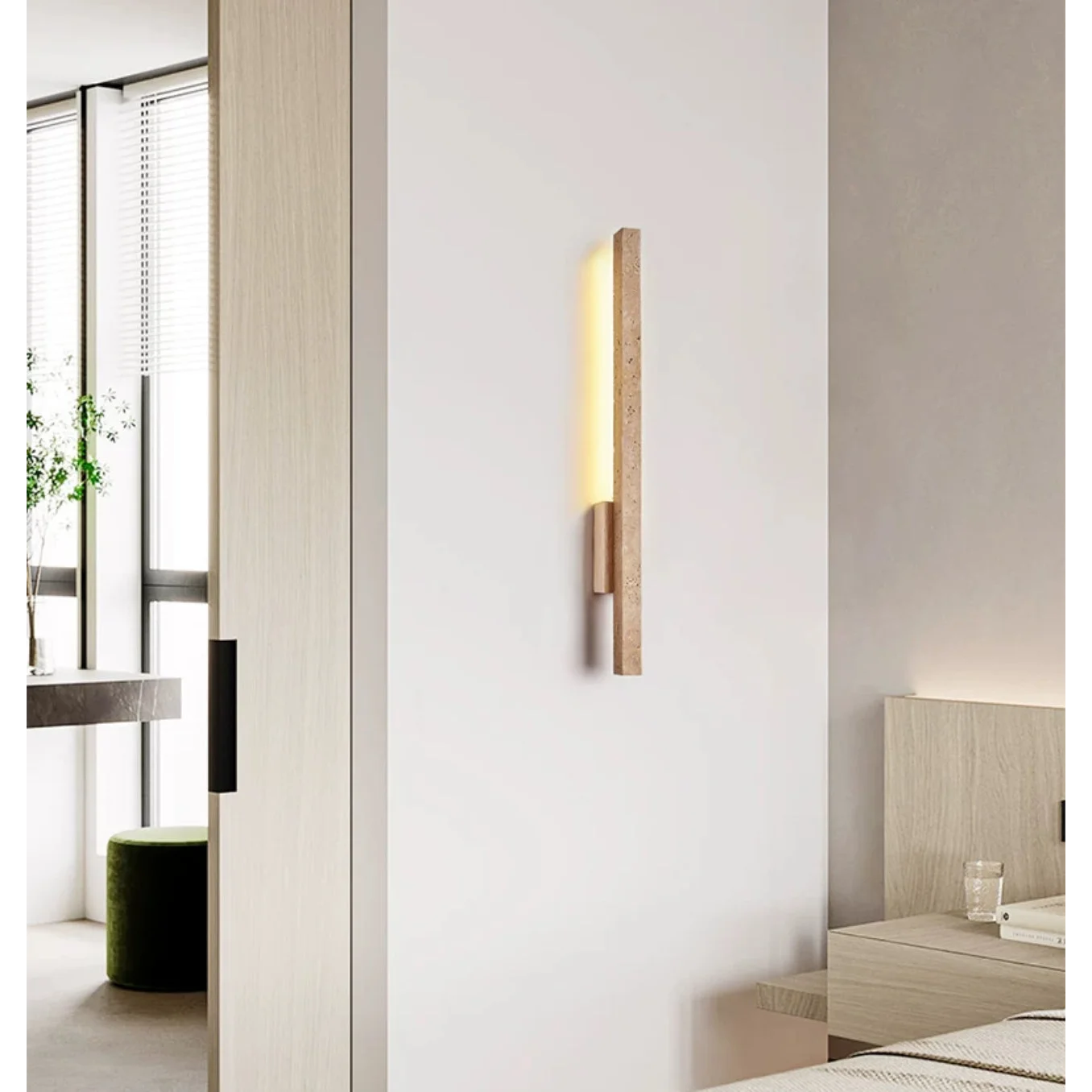 Travertine Wall Sconces for Bathroom Living Room with Warm Led Light Modern Minimalism Home Decor