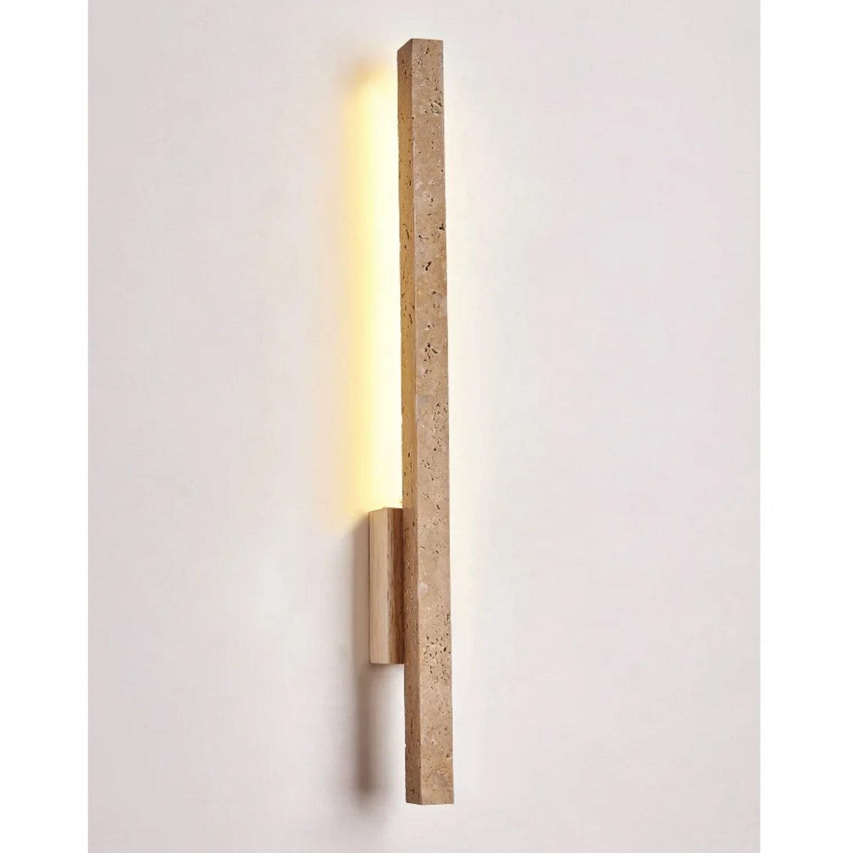 Travertine Wall Light 55cm | Stone & Wood Sconce Wabi-sabi Minimalist Living Room Corridor Casalolalights Luxury Lamps