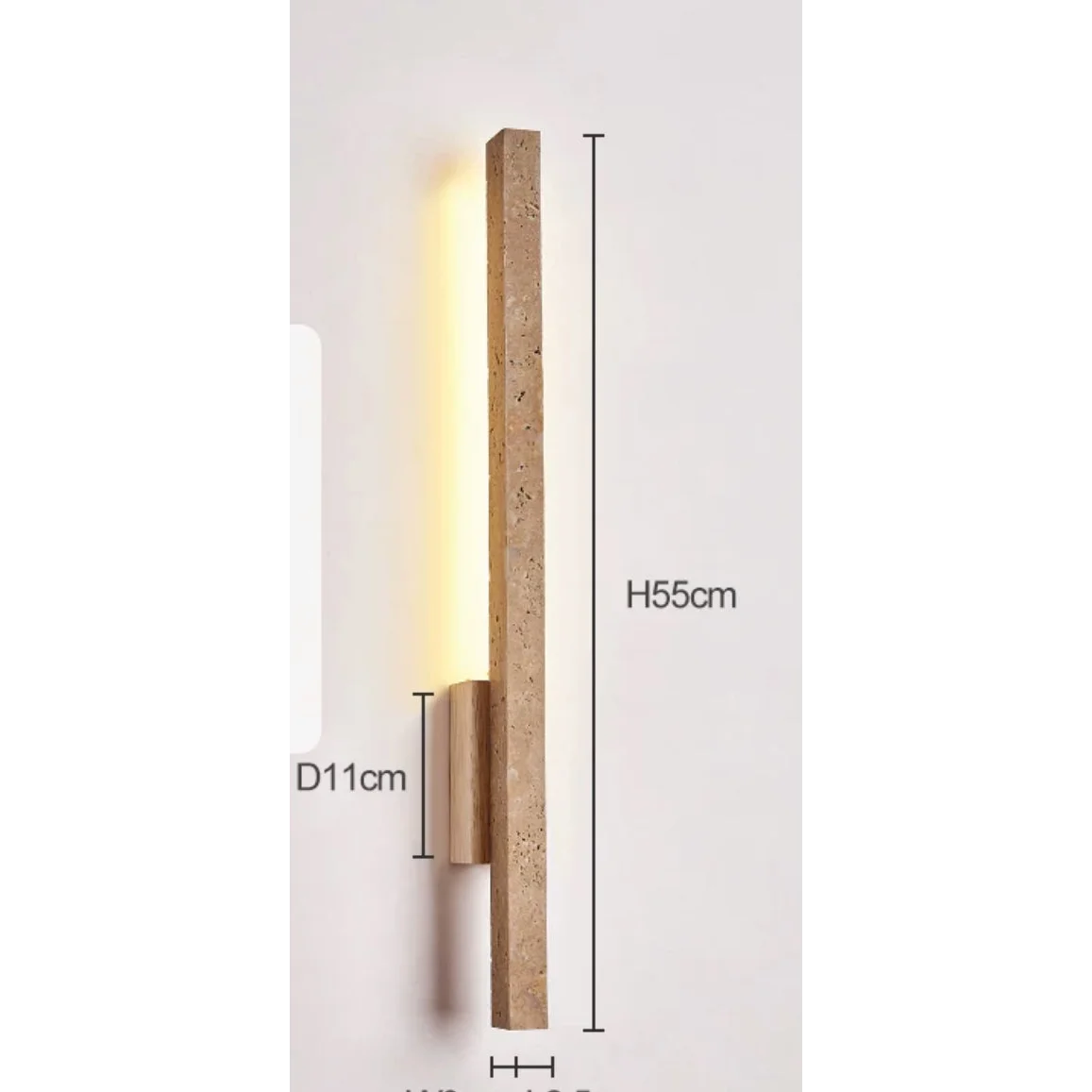Travertine Wall Light 55cm | Stone & Wood Sconce Wabi-sabi Minimalist Living Room Corridor Casalolalights Luxury Lamps