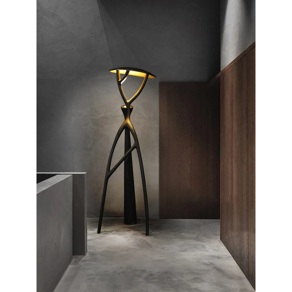 Black Sculptural Tree Floor Lamp | Resin Form | Architectural Accent Piece