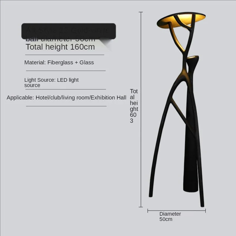 Black Sculptural Tree Floor Lamp | Resin Form | Architectural Accent Piece