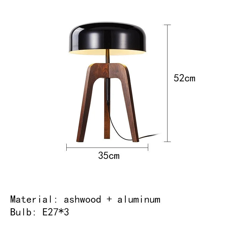 Tripod Lamp Wood Black Acrylic Lampshade Table and Floor Lighting Japandi Decor