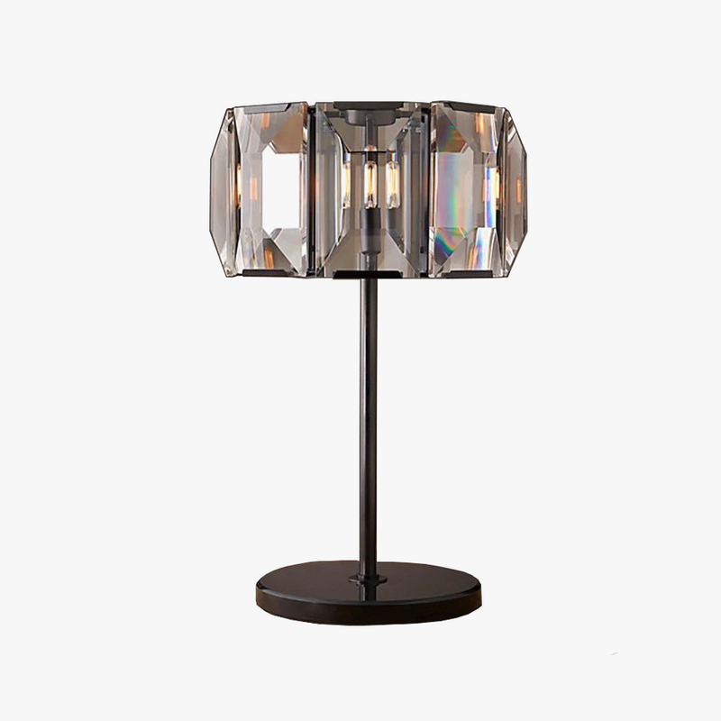 Solid Copper Table Lamp | Faceted Crystal Prism Shade | 60cm Art Deco Desk Light | Heavy Weighted Base | Casalola