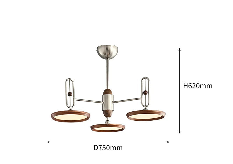 Retro Disc Modern Chandelier | Triple Brushed Steel Ceiling Light Fixture