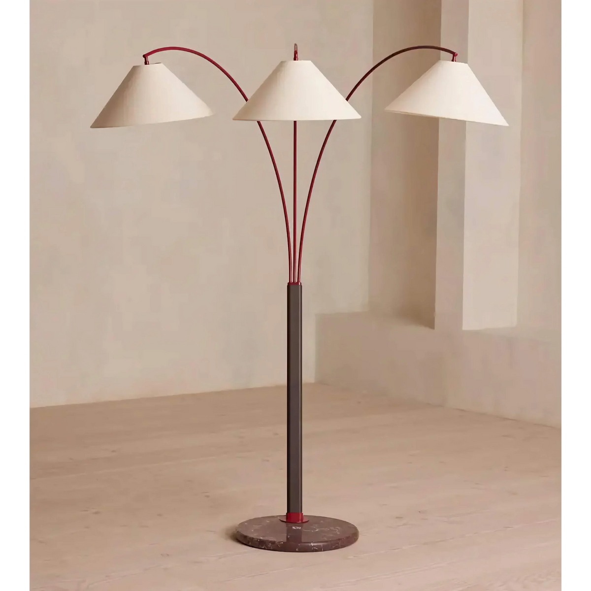 Triple-arm Marble & Linen Floor Lamp | Architectural Statement 185cm Modern Living Room Casalolalights Luxury Lamps
