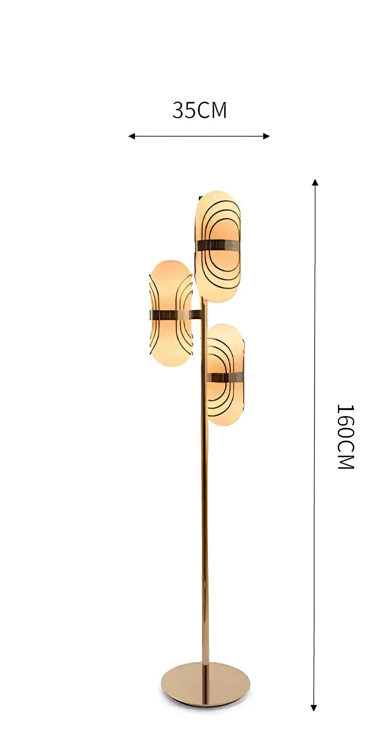 Brass 3-light Floor Lamp | Floating-shade Sculptural Art Deco Modern Living Room & Entry Casalolalights Luxury Lamps