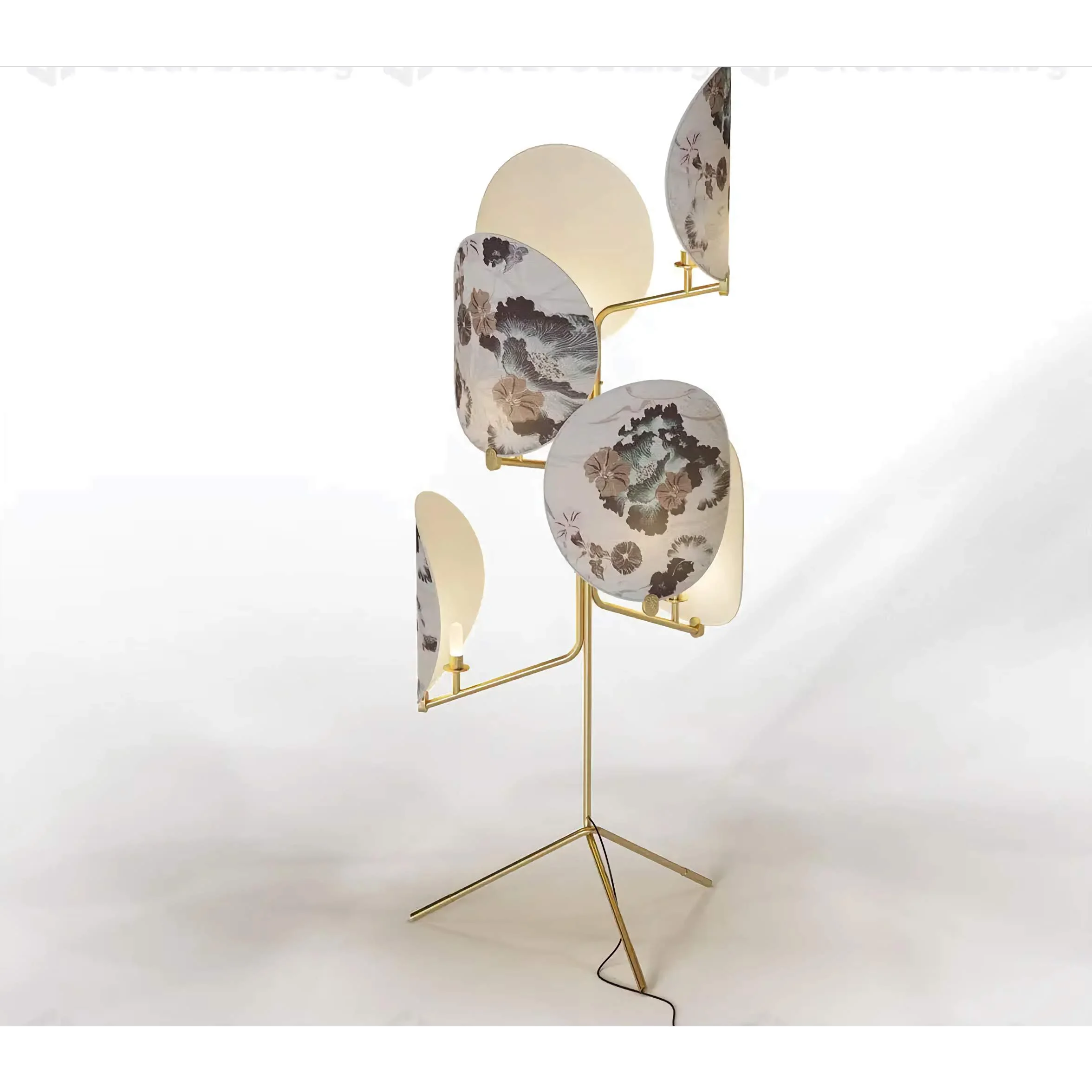 Brass Twig Floral Screen Branch Floor Lamp | Atelier Hana Modern Ul-listed Led-ready