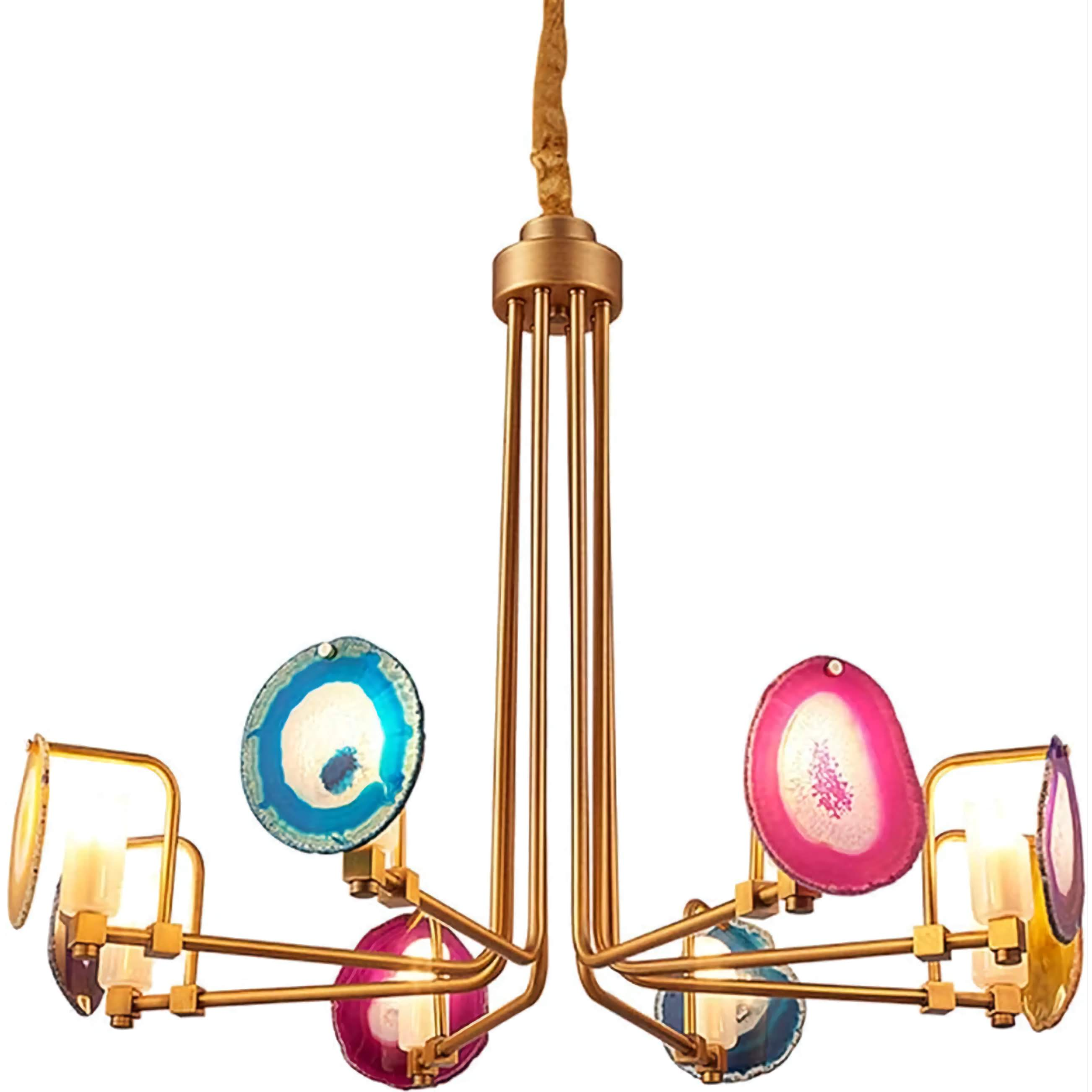 Semi-flush Mount Ceiling Lamp - the Two Tier Agate Chandelier for Living Rooms and Kitchens