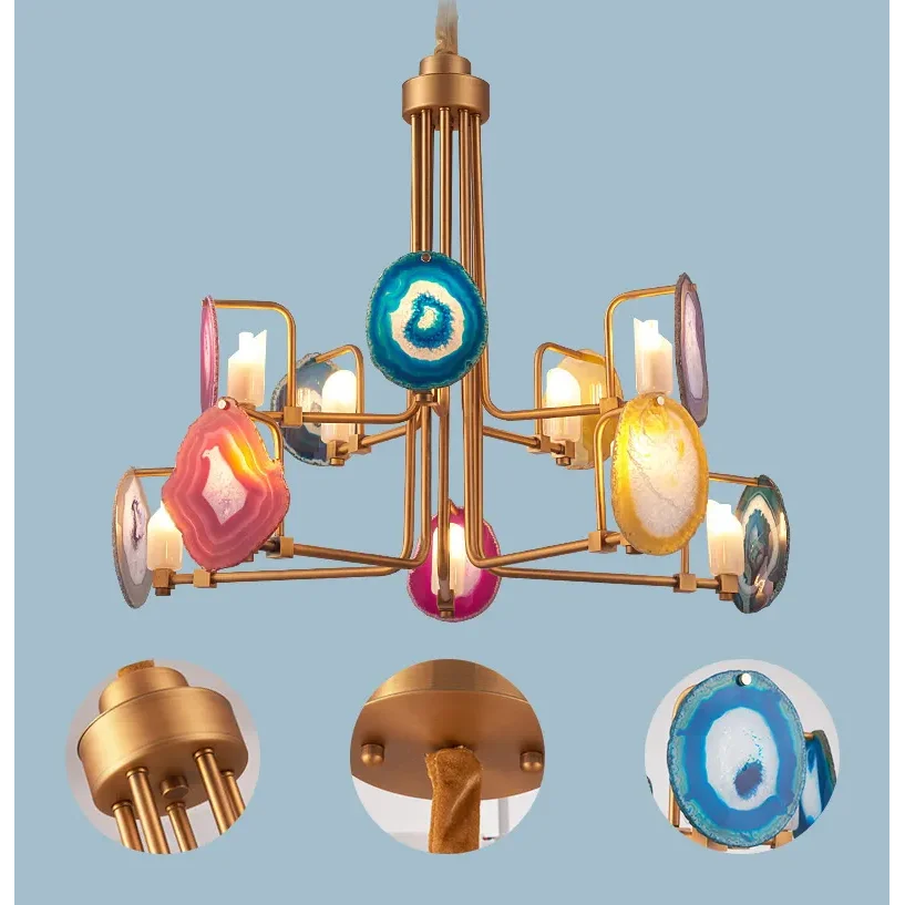 Semi-flush Mount Ceiling Lamp - the Two Tier Agate Chandelier for Living Rooms and Kitchens