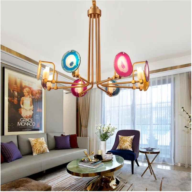Semi-flush Mount Ceiling Lamp - the Two Tier Agate Chandelier for Living Rooms and Kitchens