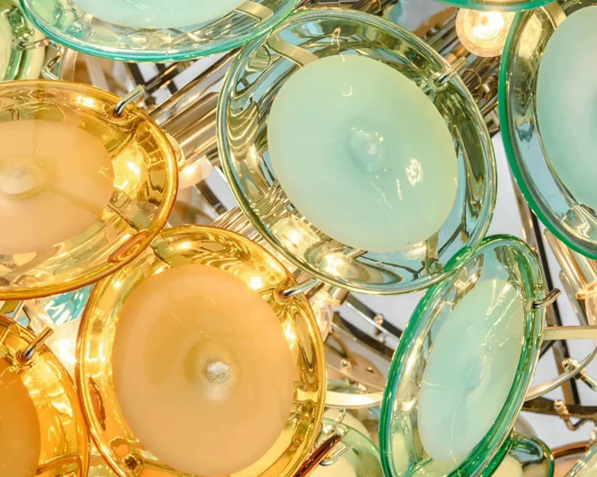 Glass Disc Chandelier | Mid-century Tiered & Copper Italian Modern Dining Room Foyer Casalolalights Luxury Lamps