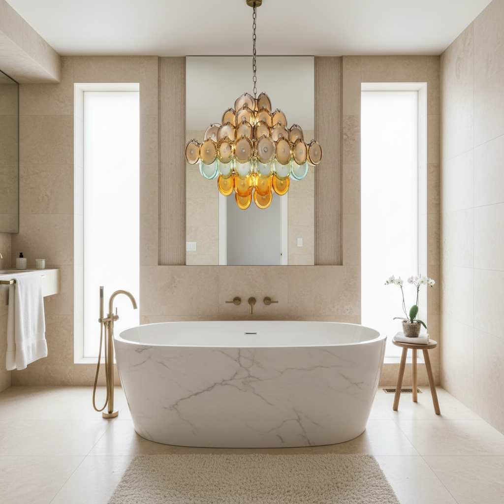 Glass Disc Chandelier | Mid-century Tiered & Copper Italian Modern Dining Room Foyer Casalolalights Luxury Lamps
