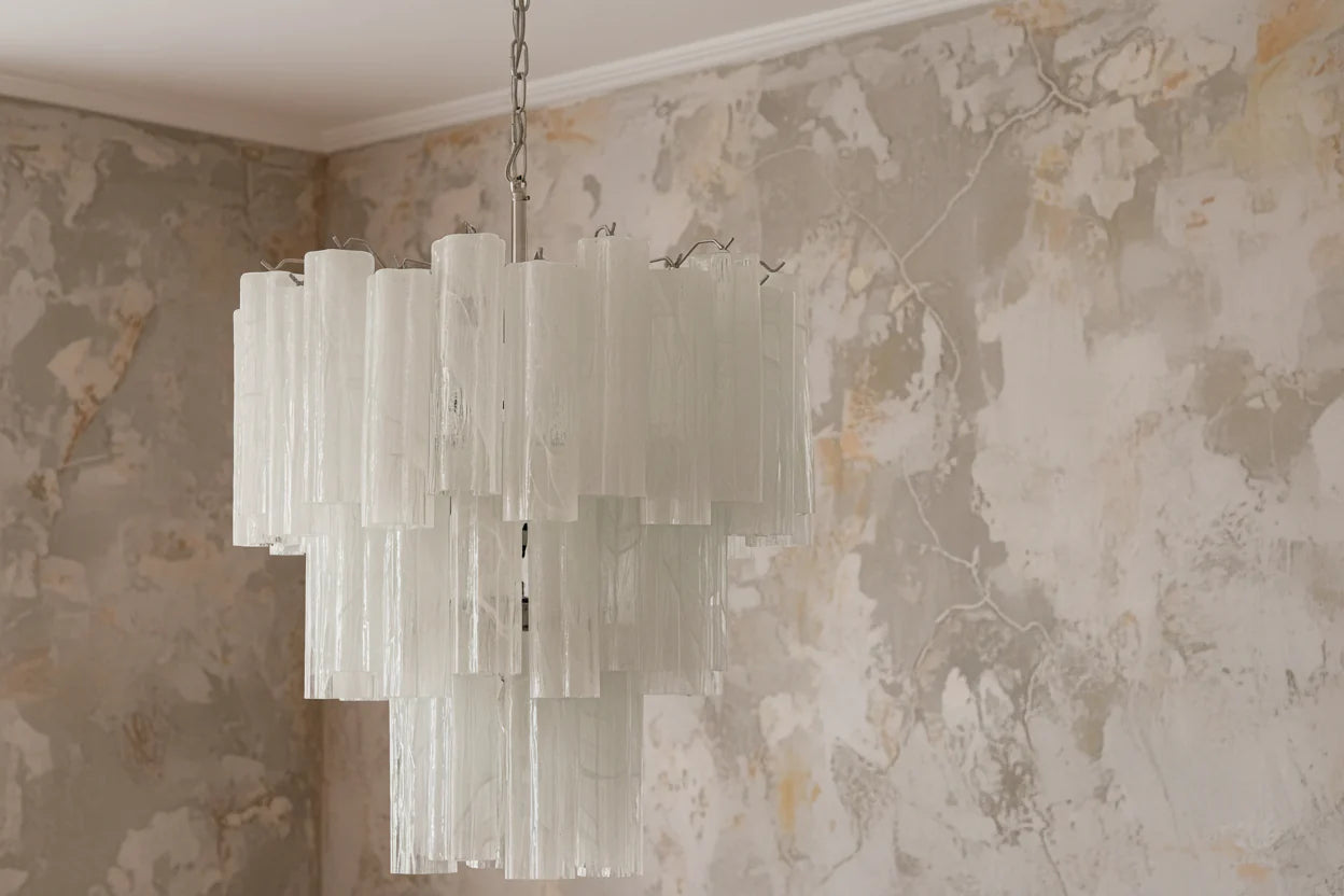 Murano Style Glass Chandelier | White Swirl Art | Mid-century Italian | Casalola Lights Casalolalights Luxury Lamps