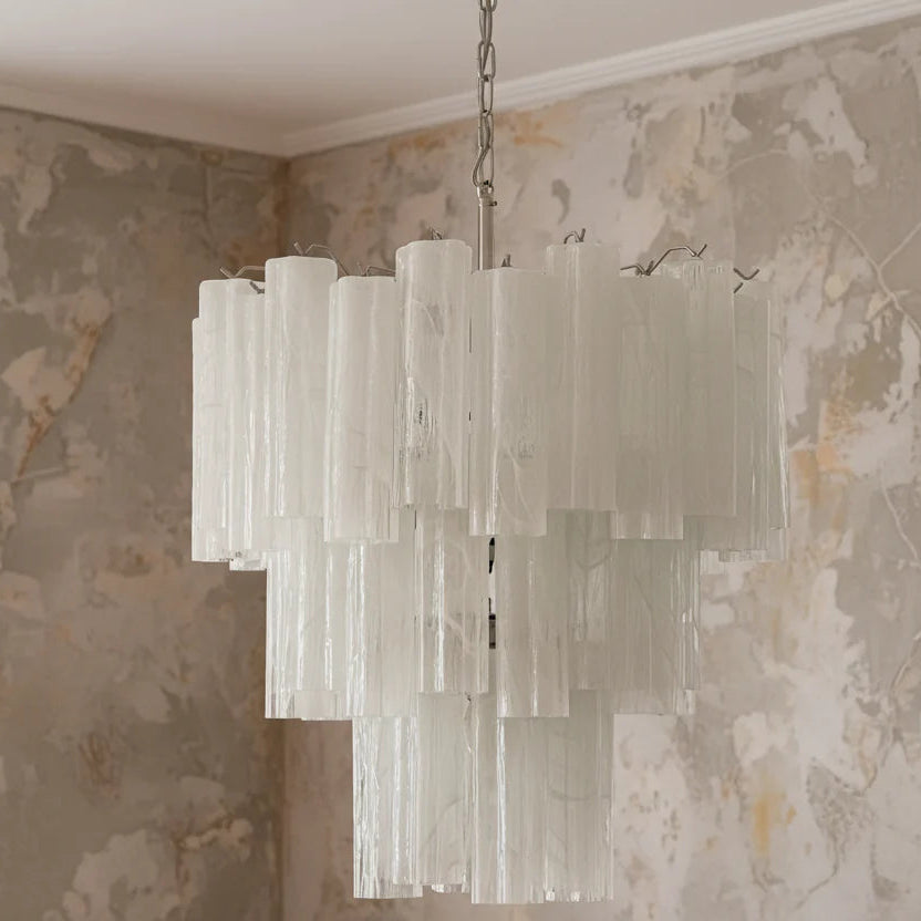 Murano Style Glass Chandelier | White Swirl Art | Mid-century Italian | Casalola Lights Casalolalights Luxury Lamps