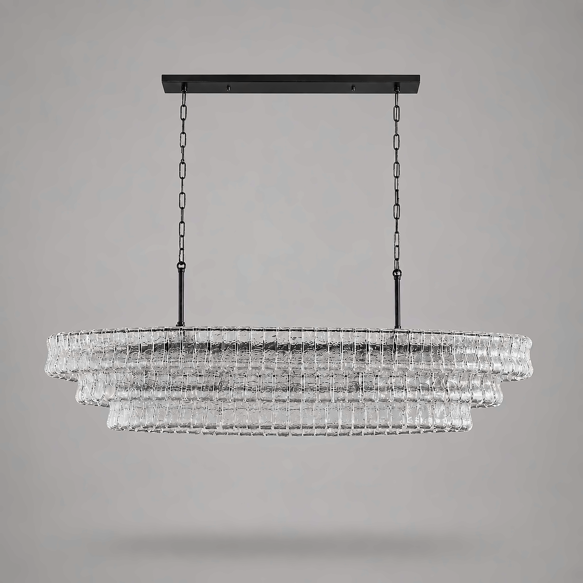 Clear Curved Glass Chandelier for Dining Table | 54in / 137cm & 64.5in / 164cm Wide Art Deco Brass Casalolalights