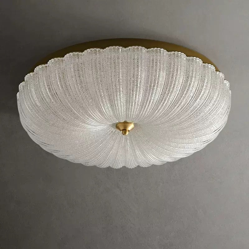 Glass Flush Mount | Vintage Flower-textured Ceiling Light Classic Transitional Living & Bedroom Casalolalights Luxury