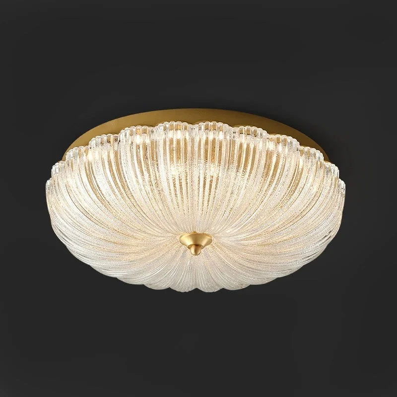 Vintage Glass Flush Mount Ceiling Light with Copper Accent for Low Ceilings
