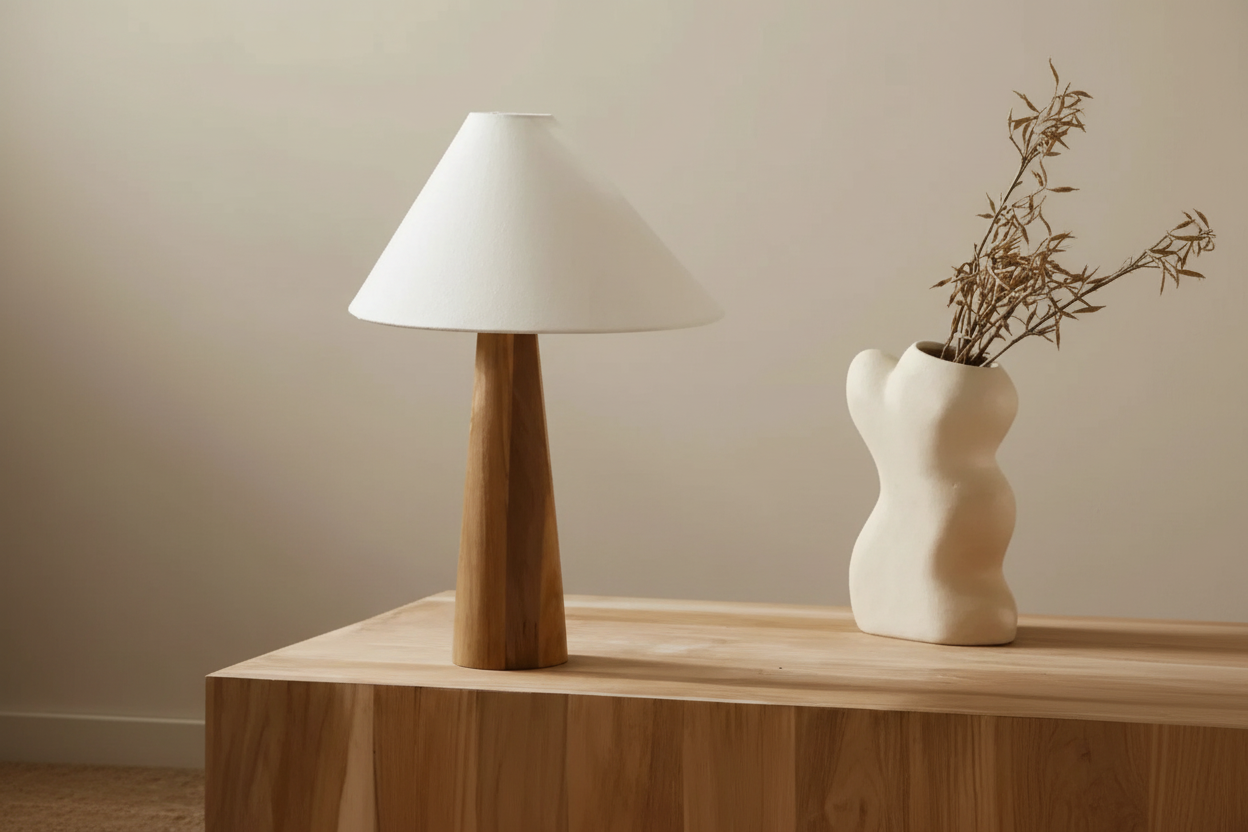 Винтажная настольная лампа из массива дерева | Cl333320