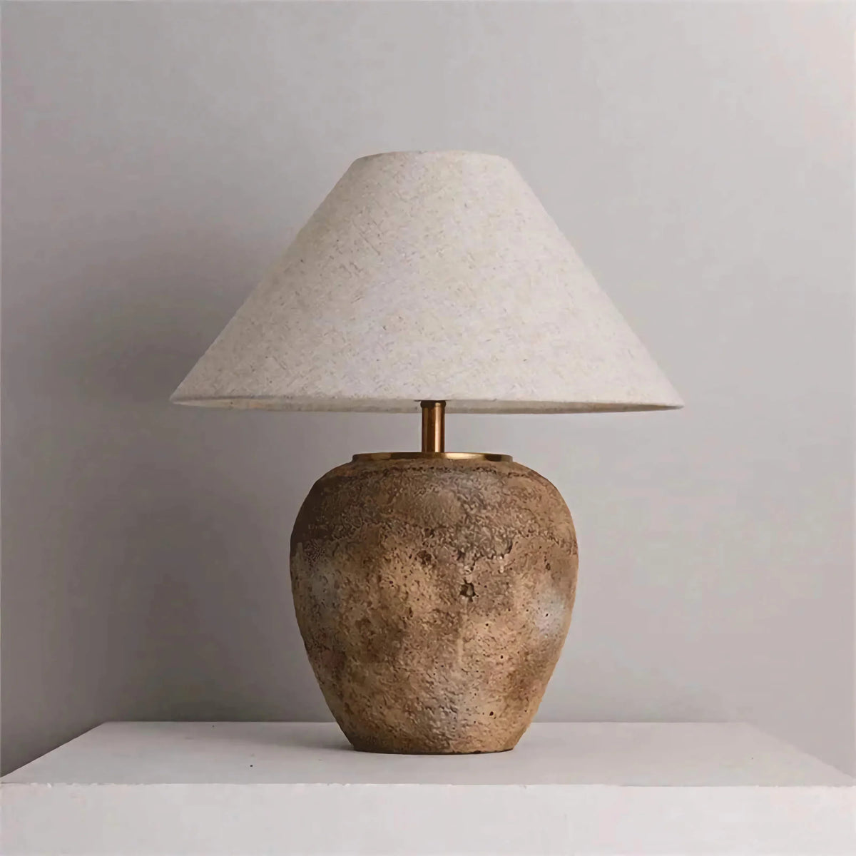 Ceramic Table Lamp 51cm | Textured Wabi-sabi Bedside with Copper Accent Rustic Bedroom & Living Casalolalights Luxury