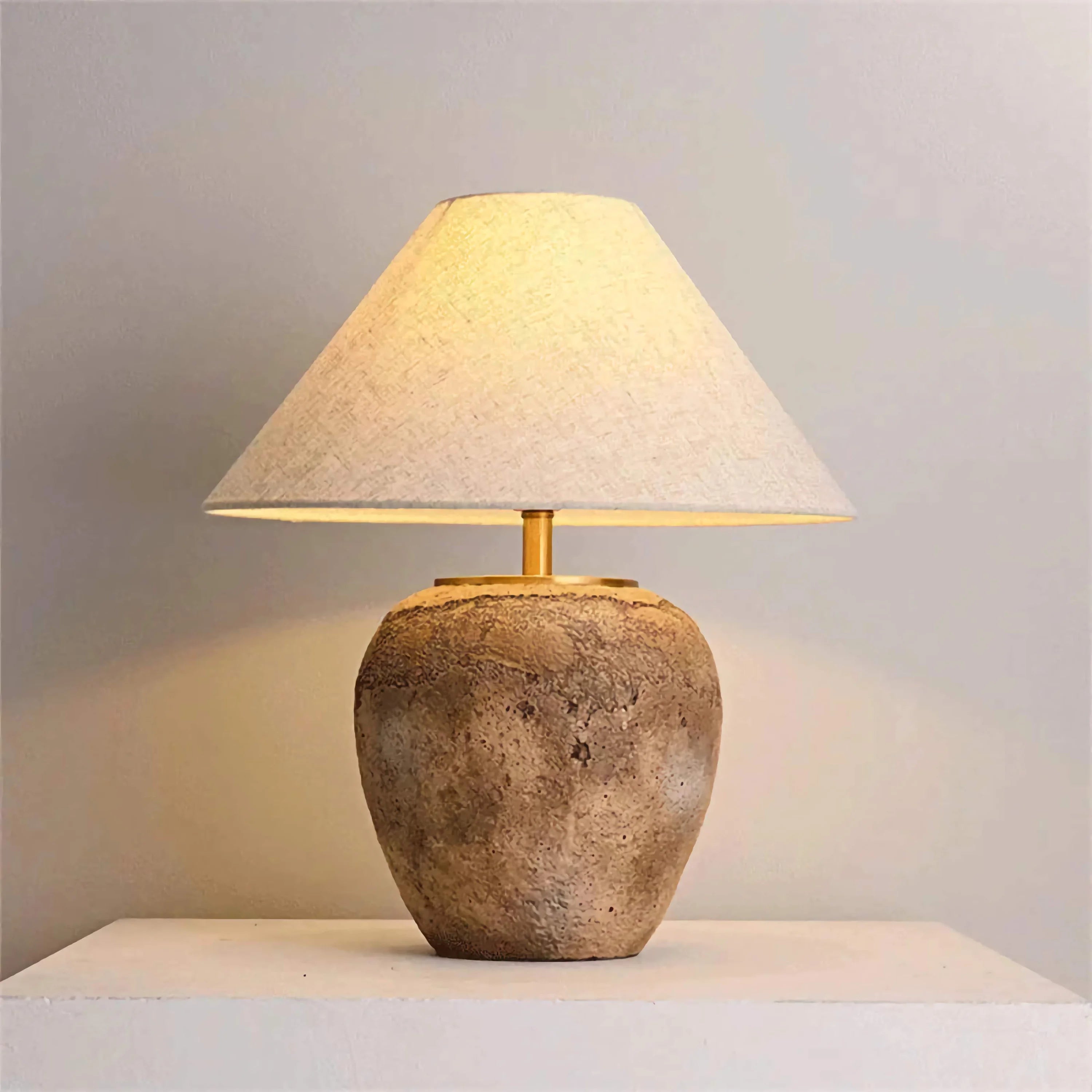 Vintage Taupe Wabi Style Table Lamp | Ceramic Bedside
