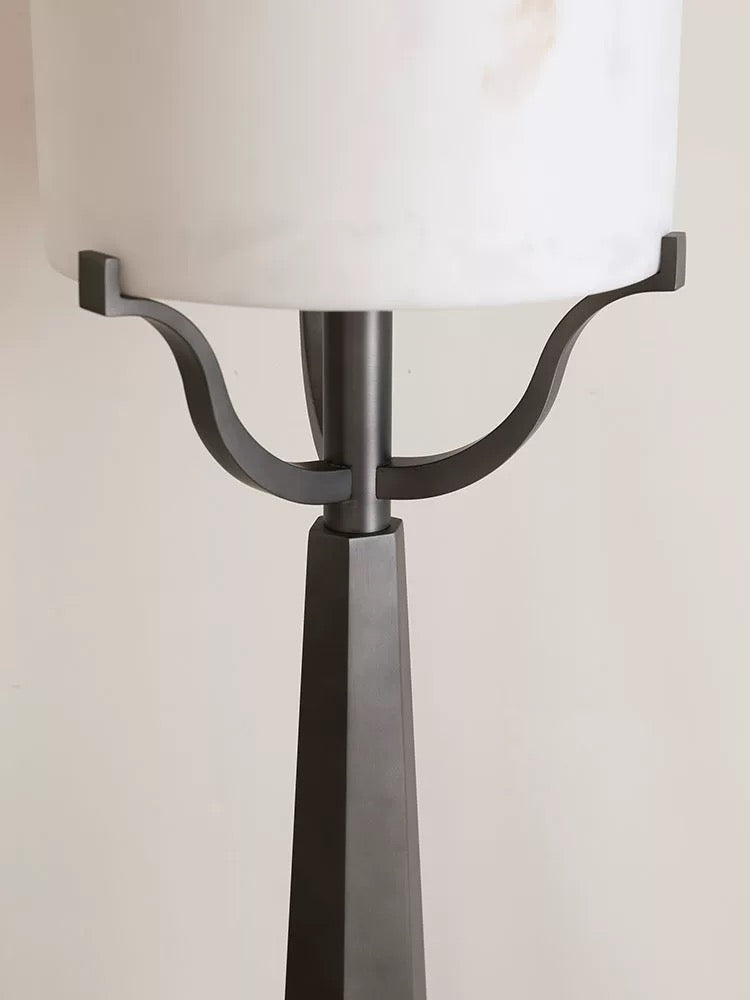 Solid Italian Alabaster Dome Floor Lamp | Art Deco Iron Base | 150cm Organic Luxury Lighting | Casalola Lights
