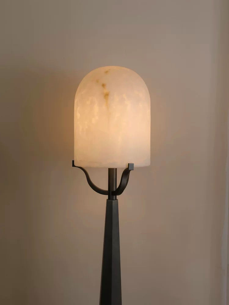 Solid Italian Alabaster Dome Floor Lamp | Art Deco Iron Base | 150cm Organic Luxury Lighting | Casalola Lights