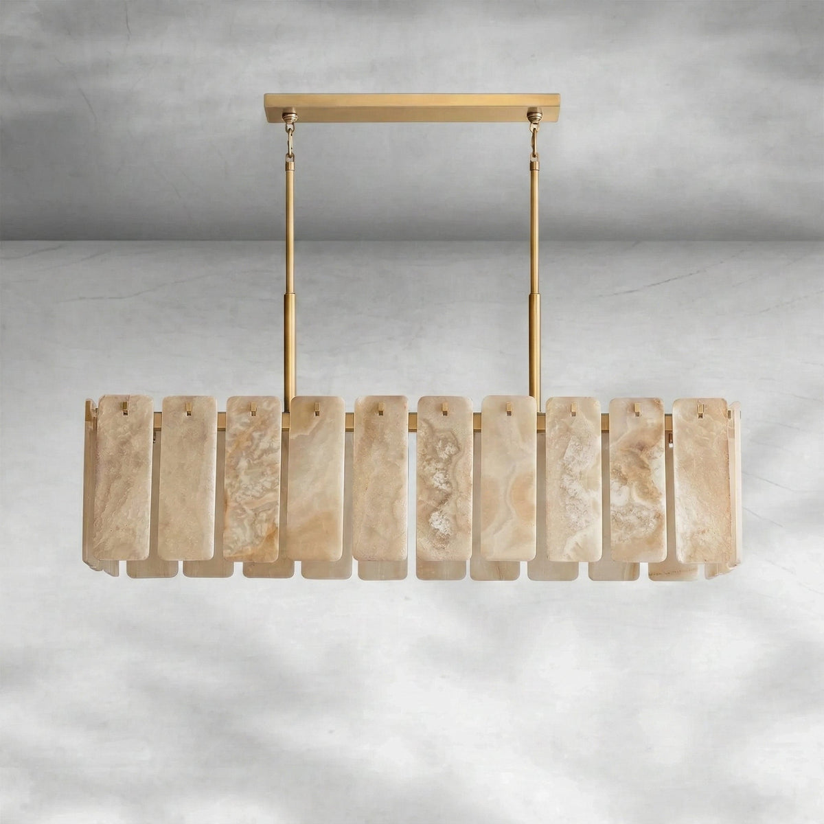 Spanish Alabaster Linear Chandelier for Dining Room | 152cm 183cm Solid Brass Mid-century Modern Casalolalights Luxury