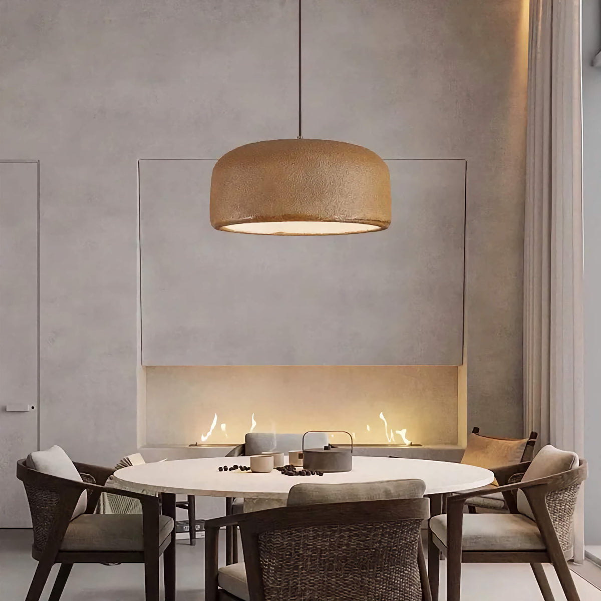 Wabi-sabi Dome Pendant Light | Hand-cast Resin Hanging Lamp White or Taupe Dining Kitchen & Bedroom Casalolalights