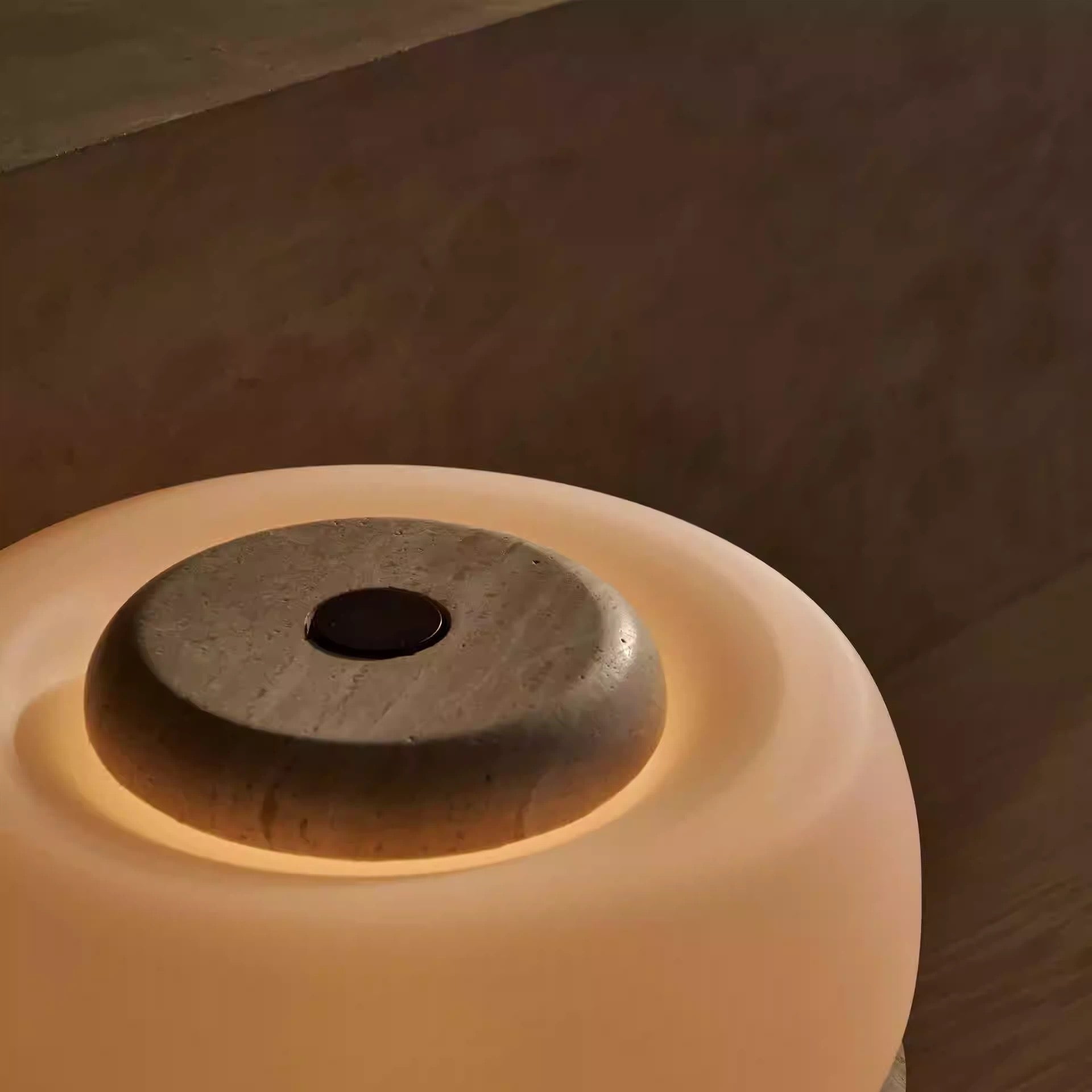 Wabi-sabi Travertine Lamp Marble Table | Japandi Lamps for Console Bedside Living Room