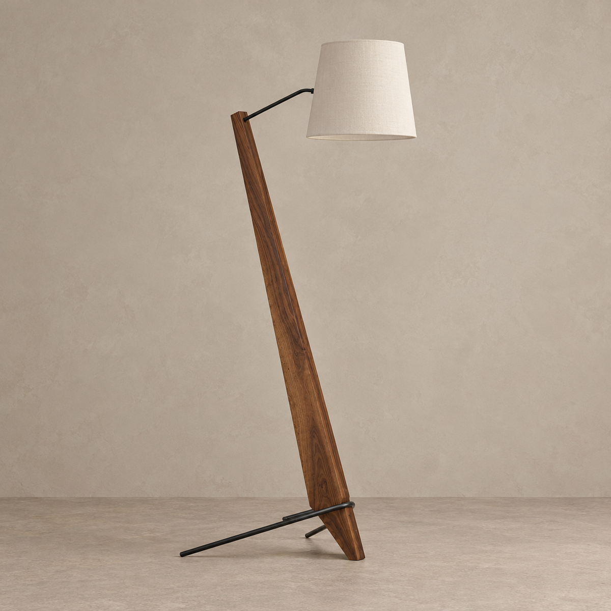 LÁMPARA DE PIE DE MADERA MACIZA
