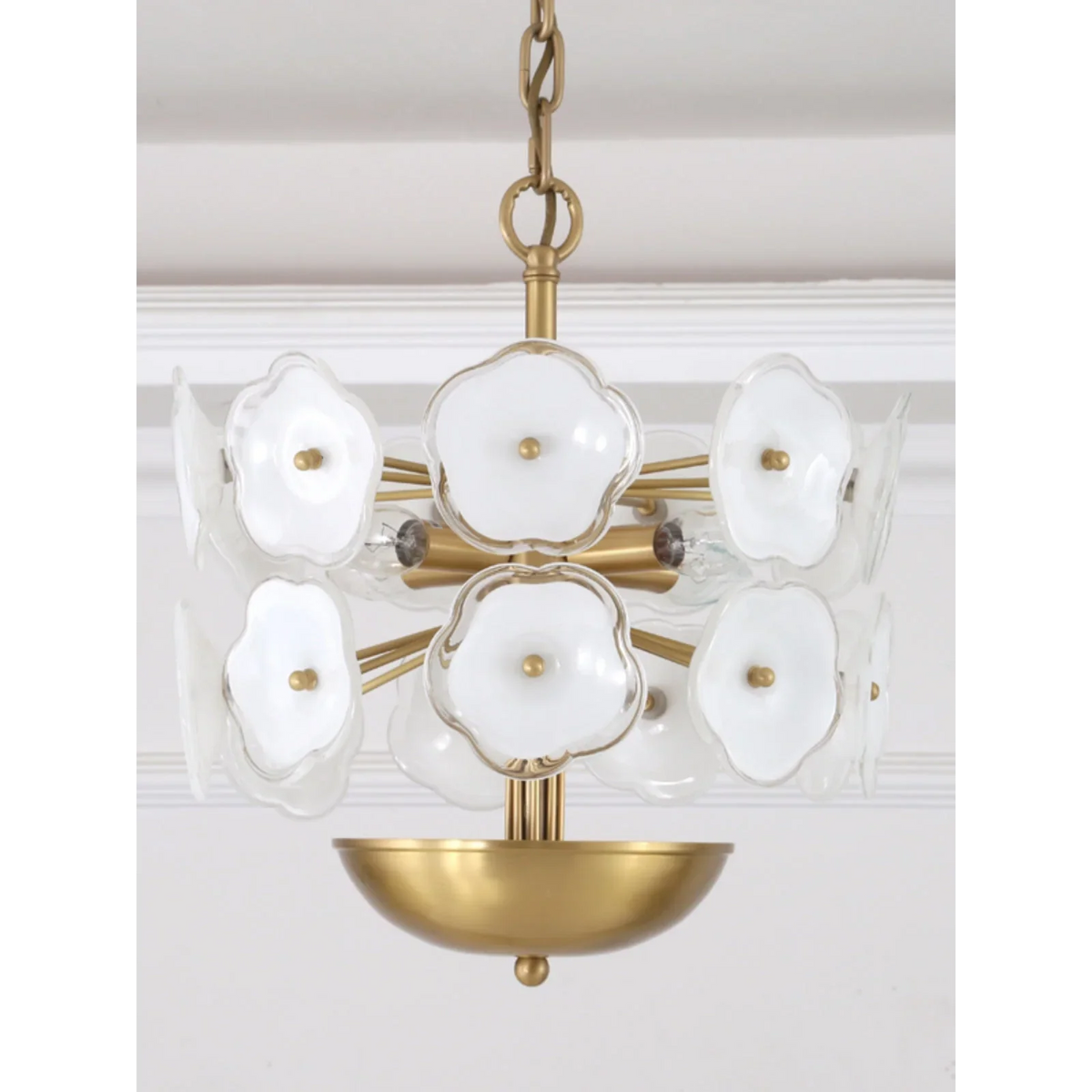 Flower Glass & Brass Chandelier | Floral Bloom Pendant Light Modern Eclectic Dining Living Casalolalights Luxury Lamps