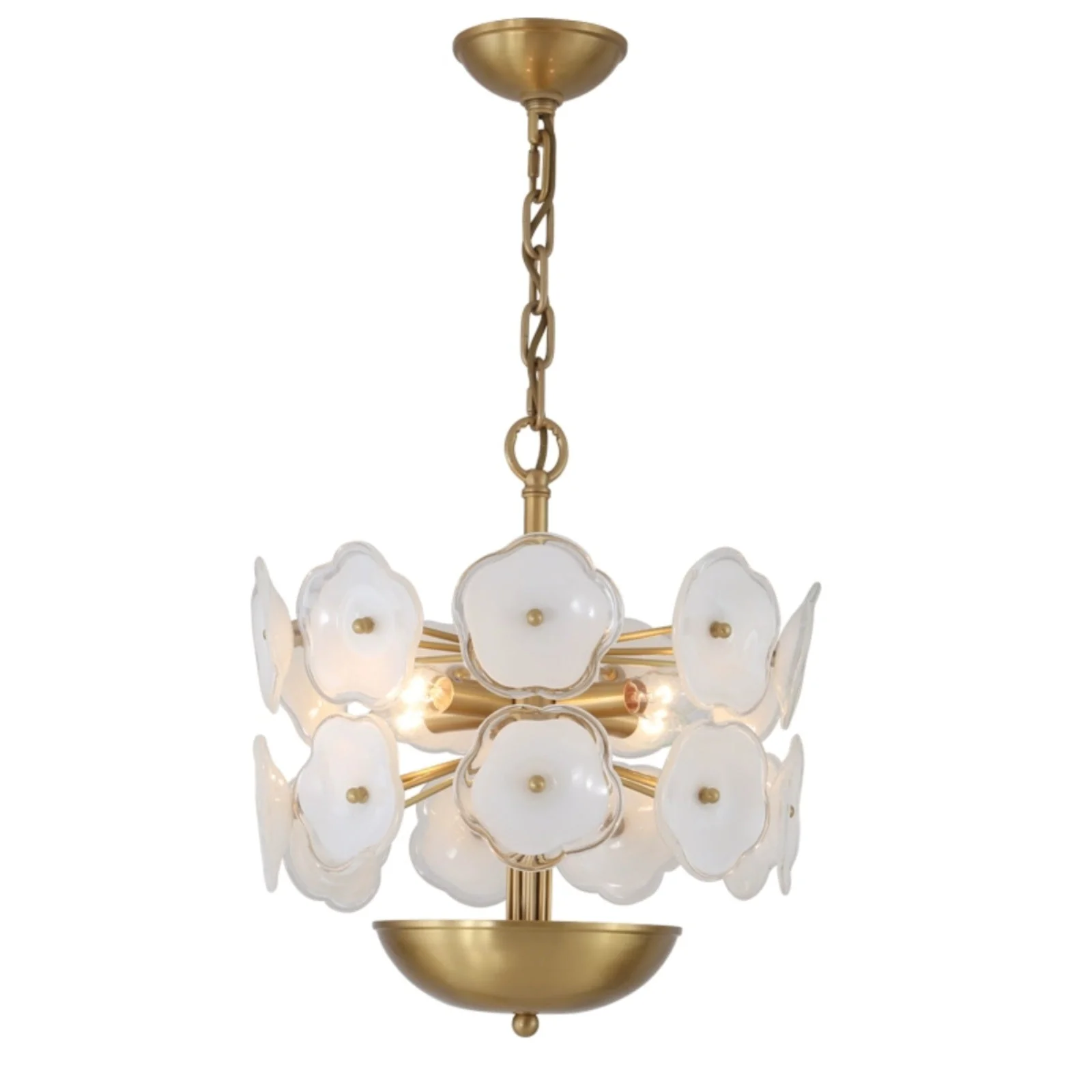 White Glass Floral Chandelier for Living Room Kitchen - Exclusive Designs