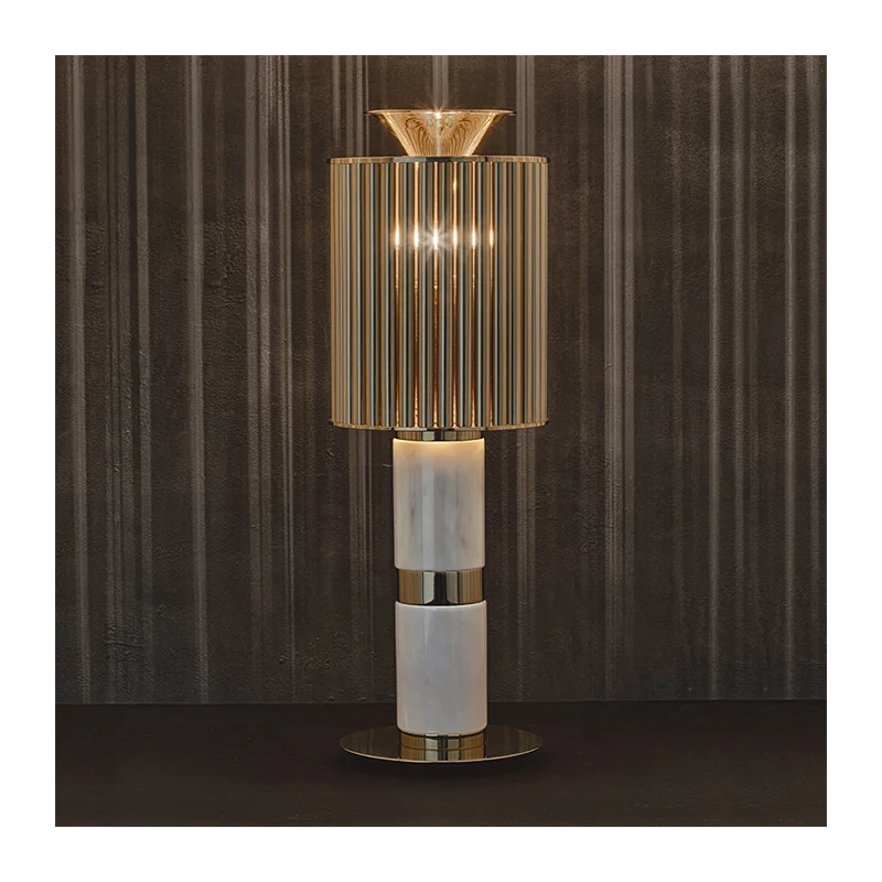 Black Marble & Brass Table Lamp | Art Deco Statement Lighting